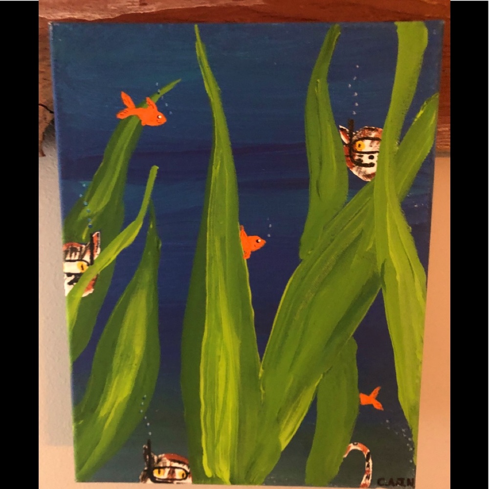 “Scuba Cats” canvas